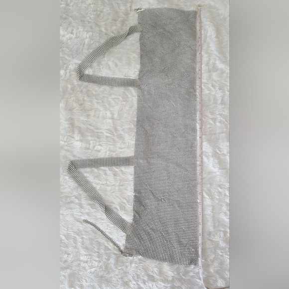 Cropped Silver Rhinestone Party Tank Top, OSFA - Picture 17 of 17